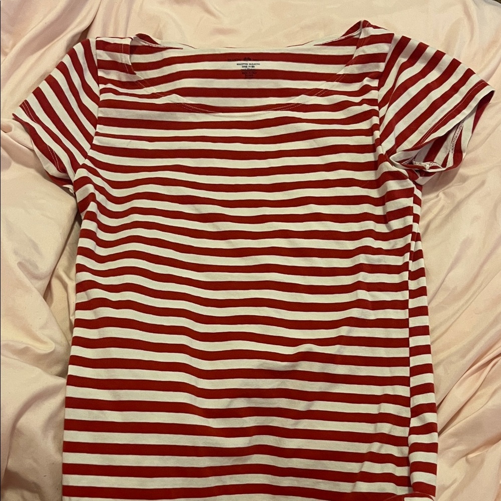 Brandy Melville Red and White Striped Tee